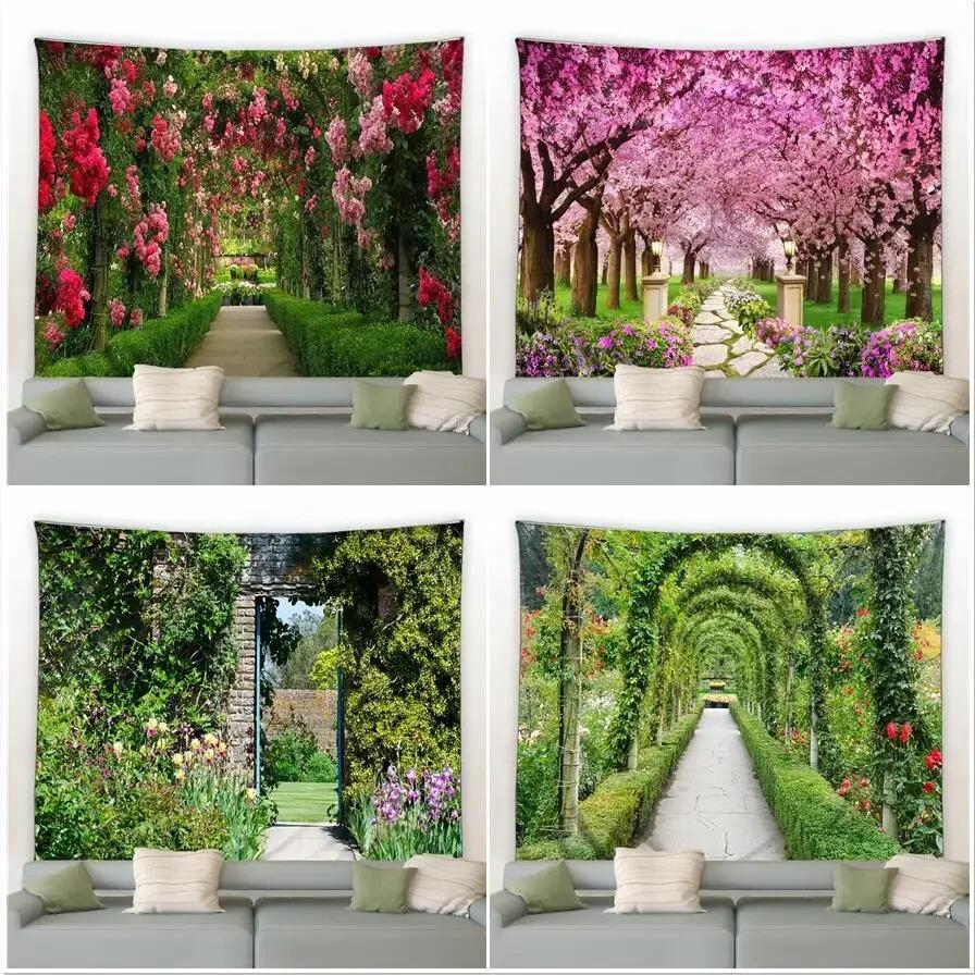 Spring Garden Flowers Wall Decor Tapestry Home Living Room Tapestry