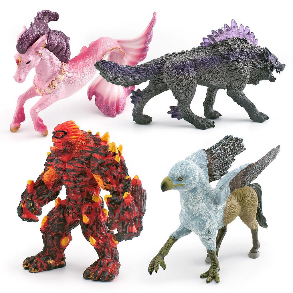 Realistic Western Mythology Magma Golem Shadow Wolf Griffin Seahorse Model Toy Collection
