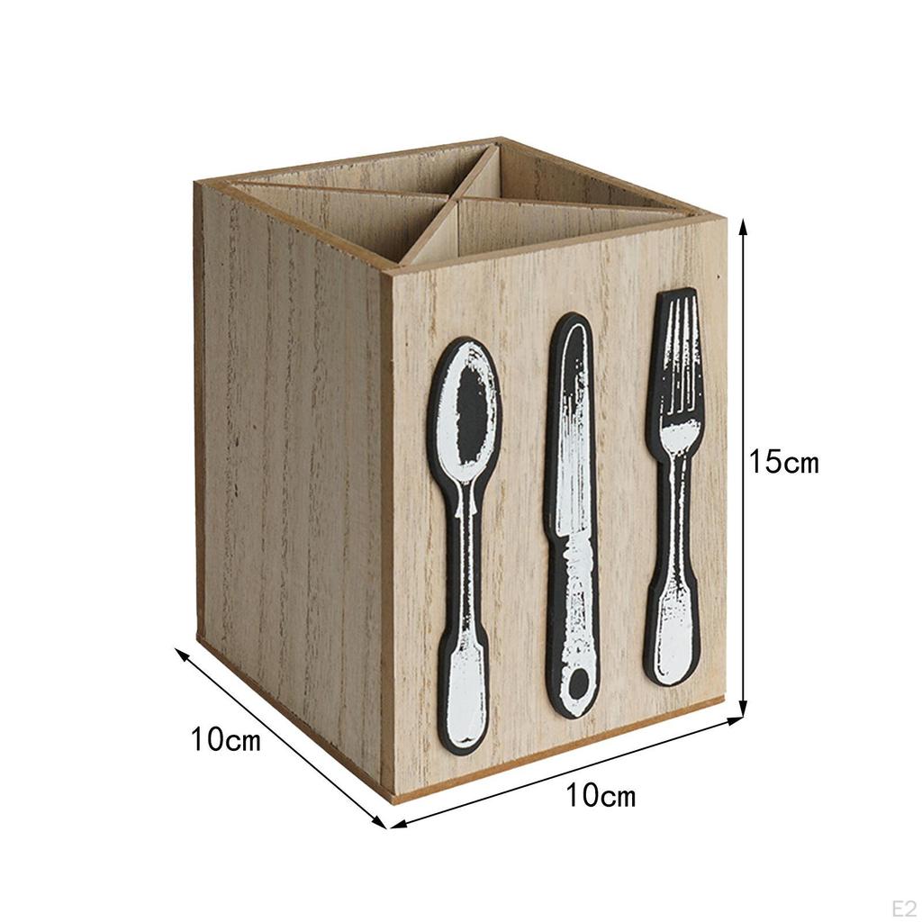 Utensil Holder Storage Box Wooden Cutlery Flatware for Dining Table Restaurant Home