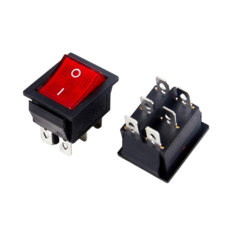 1PCS KCD4 Preto Interruptor de energia Interruptor ON-OFF-ON 3 posições 6 pinos The Arrowis Reset 16A 250VAC/ 20A 125VAC