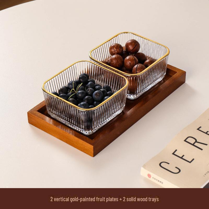 Japanese-Style Glass Fruit and Snack Plate for Living Room Coffee Table