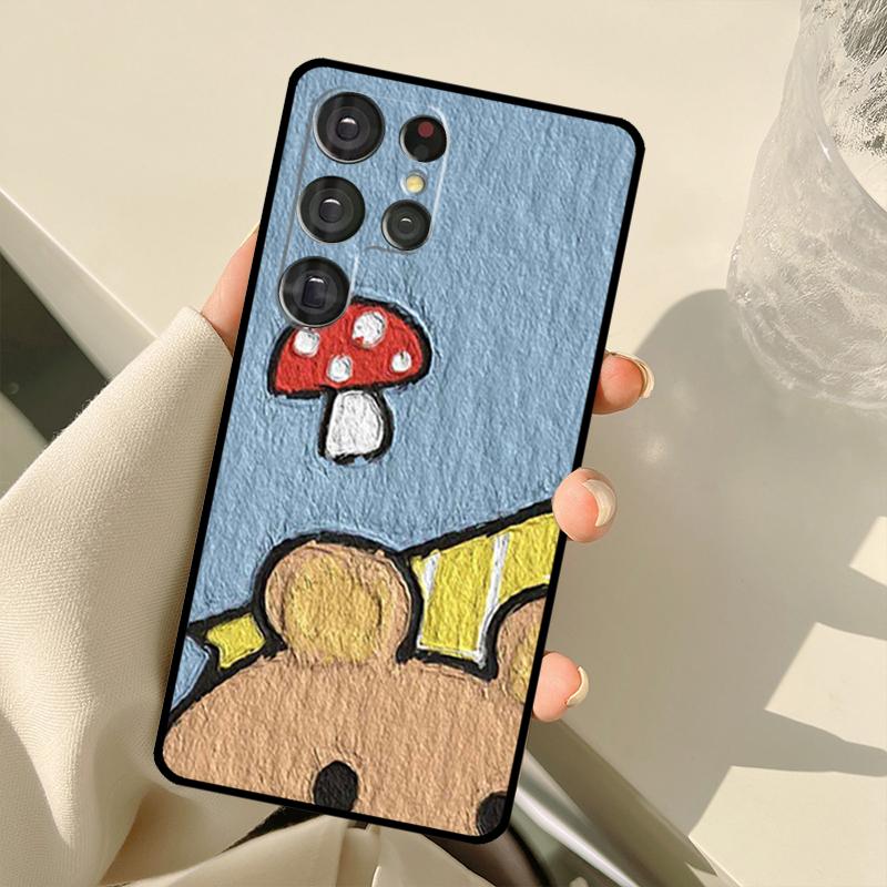 Kawaii Rabbit Bears Korean oil painting Case For Samsung Galaxy S22 S21 Ultra Note 20 S8 S9 S10 Note 10 Plus S20 FE S21 FE Cover