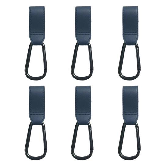 1/2/3/6Pcs Baby Stroller Hook Portable Faux Leather Fastener Tape Diaper Grocery
