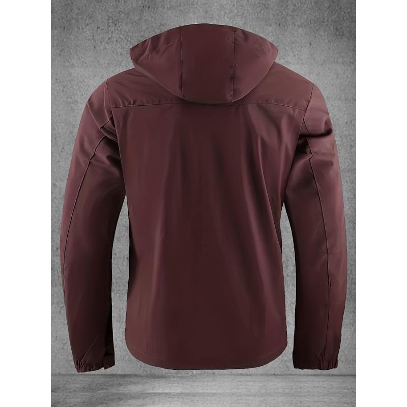 Men's Softshell Jacket, Spring and Autumn Multi-Pocket Hooded Jacket, Waterproof and Windproof Outdoor Jacket for Hiking and Camping