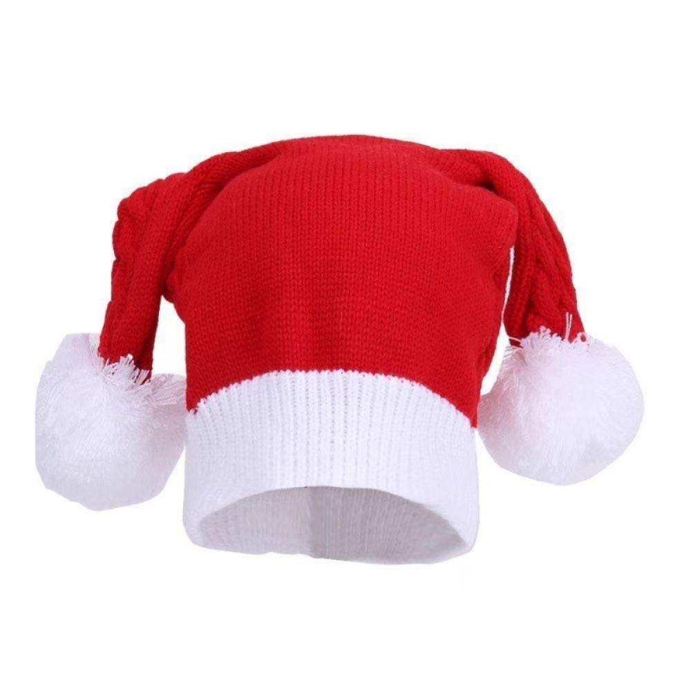 Crochet Design Knitted Santa Hat Stretchy Fit Holiday Knit Cap Winter Santa Hat  Christmas Party