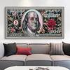 Toile de peinture Bitcoin avec 100 Dollars, affiches d'argent imprimées, images d'art murales pour décoration murale de salon, Cuadros