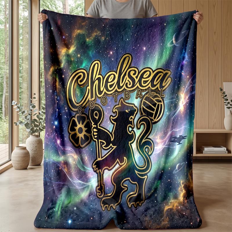 Chelsea FC Theme Blanket Soft Flannel Blanket Plush Throw Blanket Cozy Sofa Bed Blanket for Home Decor