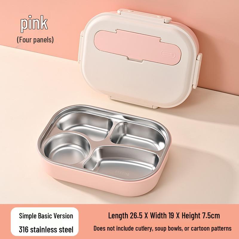 Children's Cartoon DIY Flip-Top 316 Stainless Steel Microwaveable Bento Lunch Box with Food Separation.