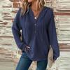 Harajuku Casual Loose Solid Color Sweatshirt Streetwear V-neck Hooded Long Sleeve Threaded Splicing Top For Women Pullovers