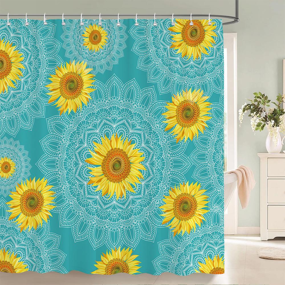 Colorful Tulip Pattern Bath Curtain Waterproof Fabric Shower Curtains Flowers Bathtub Screen With Hooks for Bathroom Home Decor