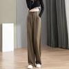 Dames Double Breasted Effen Kleur Pak Broek Hoge Taille Gedrapeerd Slim Fit Wijde Pijpen