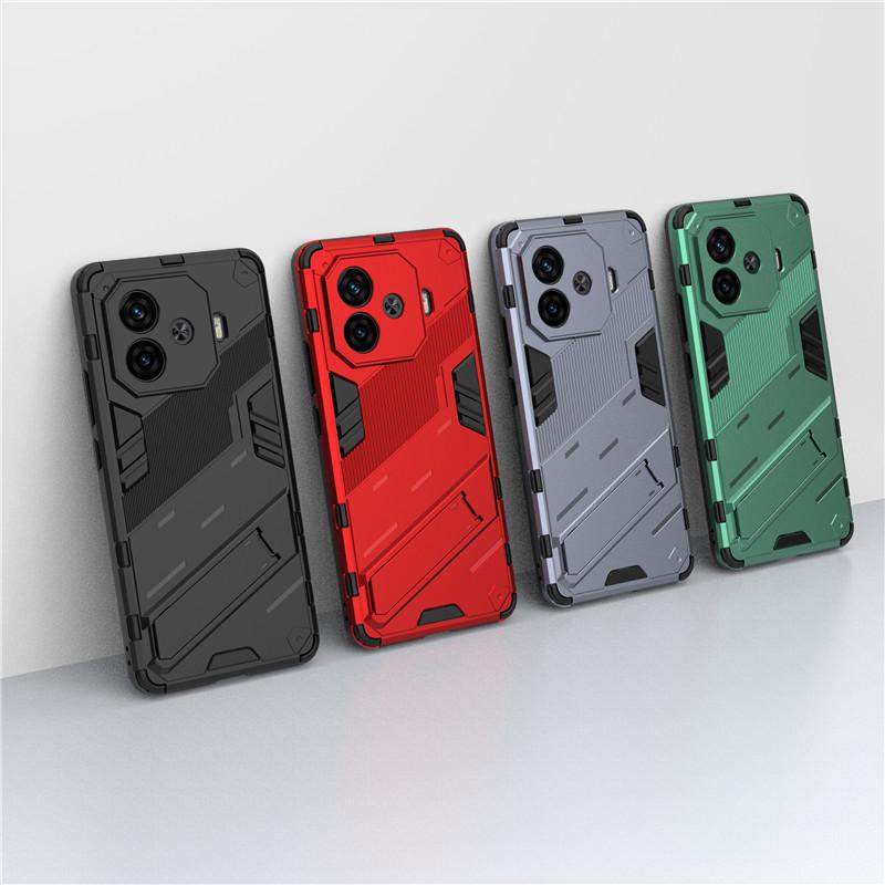 For IQOO Z9 Turbo Case For IQOO Z9 Turbo Cover 6.78 Inch Punk Armor Shockproof Hard Rubber Bracket Bumper For IQOO Z9 Turbo