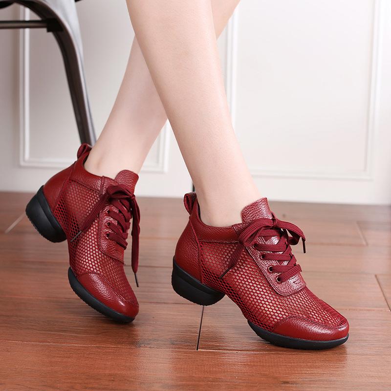 Chaussures de Danse Latine Jazz Ballroom Moderne pour Femme Semelle Souple Cuir Véritable Chaussure de Danse pour Femme Talons Hauts Baskets de Danse pour Dames