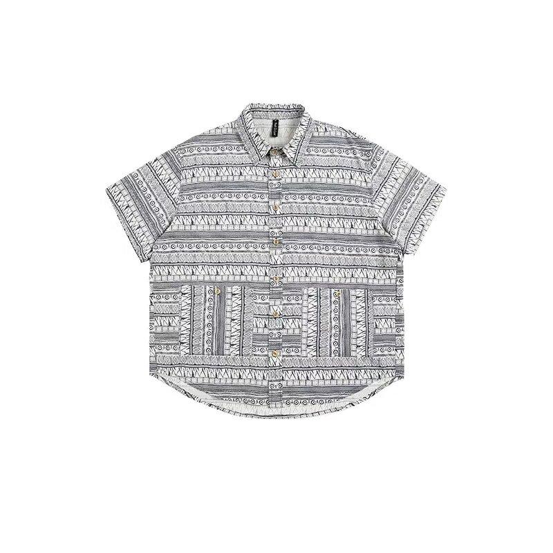 Checkered Retro Shirt Men'S Summer Outfit Hong Kong Style Student Loose And Niche Design Fun New Men'S Top For Outdoor Wear