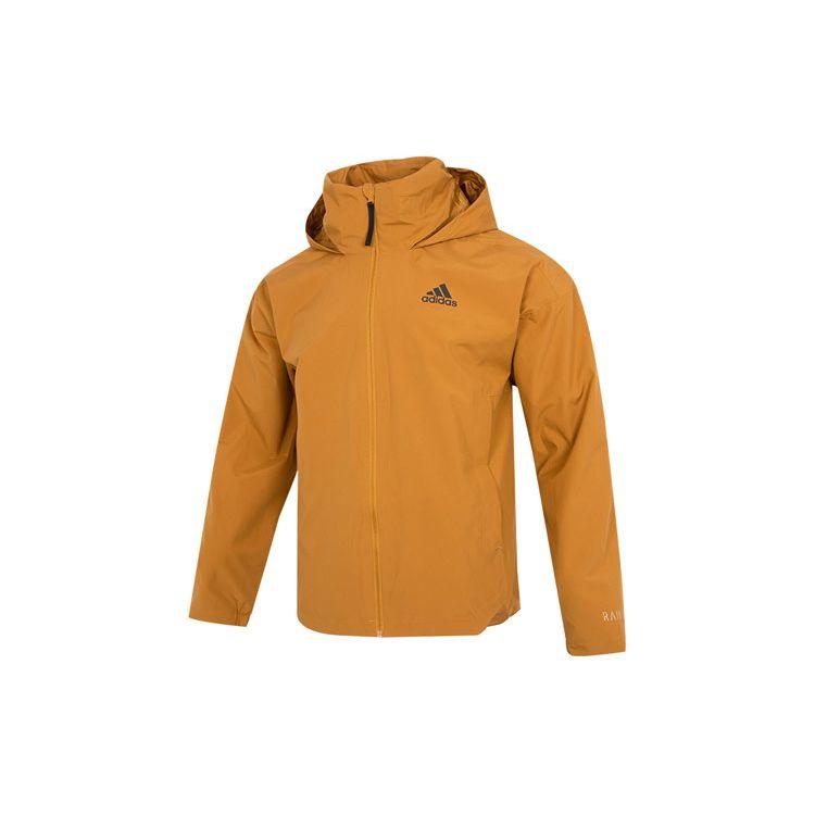 adidas Traveer Rain-Ready Woven Hooded Jacket With Logo Stripes Men Outerwear Yellow HG6013