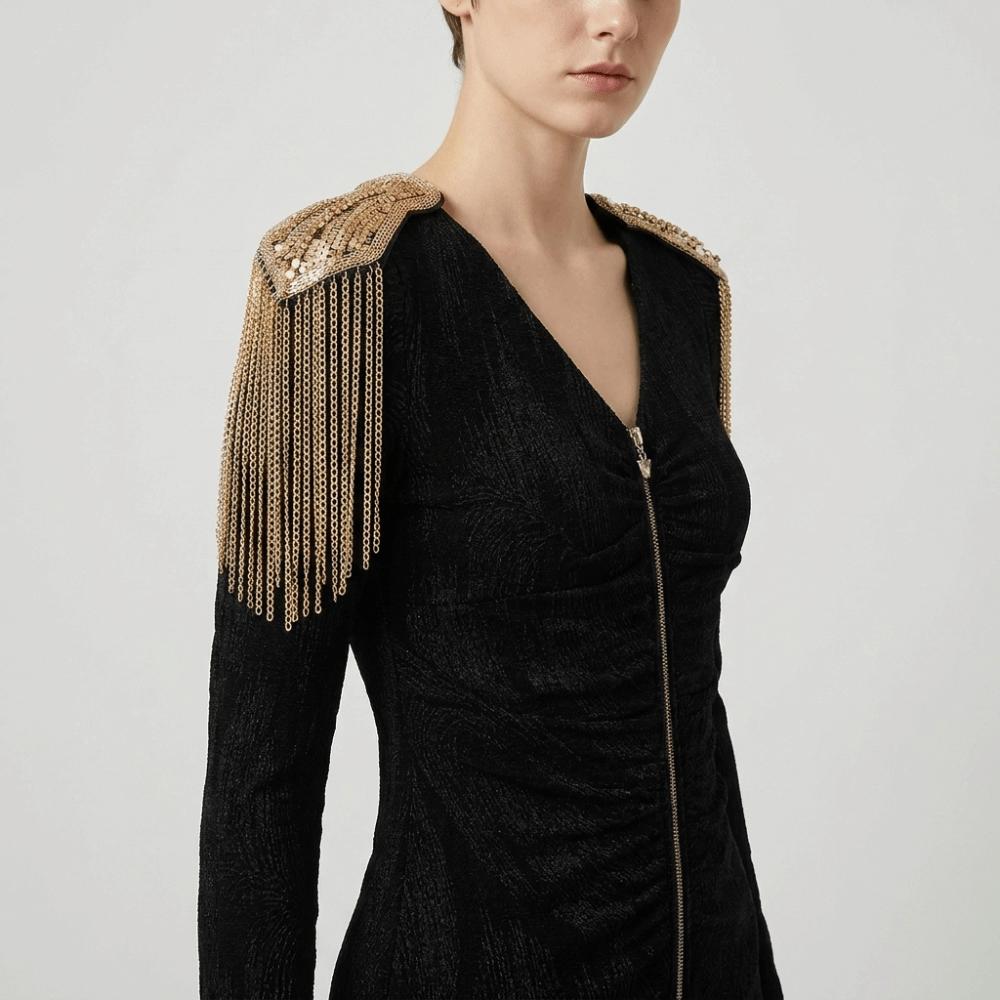 Brooch Tassel Chain Shoulder Board Punk Epaulette Jewelry Fringe Shoulder Mark Unisex