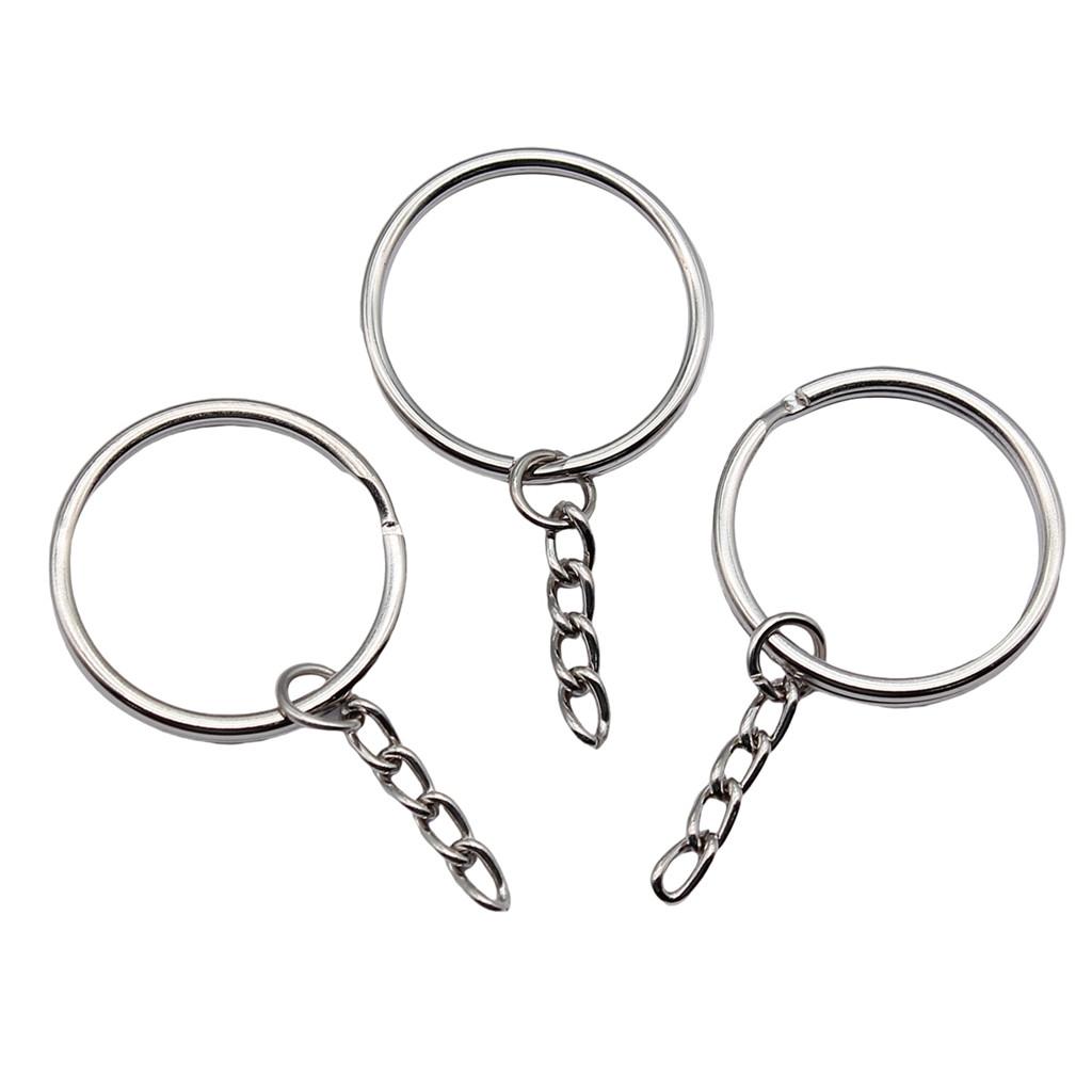 Multi Color Split Ring Keychain Connectors With Extension Chain 25mm 28mm 30mm