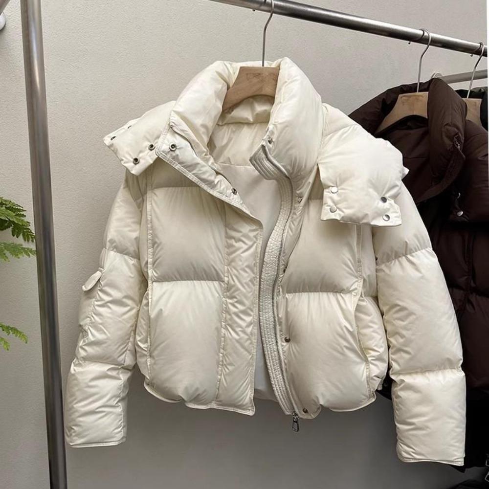 Down Jacket for Women Winter 90 White Duck Hooded Warm Down Coats Casual Loose Short Thick Fashion Lightweight Puffy Jacket