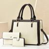 New Design High Appearance Horizontal Stripe Bag Three-piece Set Option of Advanced Sense Splicing Multi-layer Large Size Capacity Single Shoulder