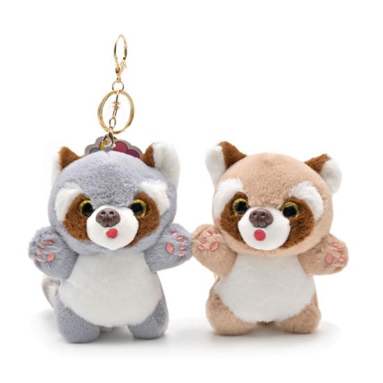 Waschbär-Schlüsselanhänger, 3D-Augen, schöne lange Schwanz-Waschbär-Puppe, Plüschtiere, Ornament, weiche Stofftierpuppe für Schlüsselanhänger, Anhänger, Rucksack, Dekoration, Mädchen-Geschenk