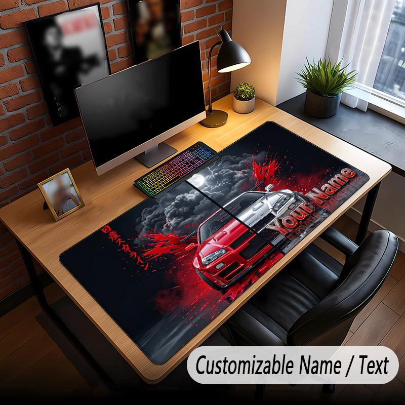Auto-Rennsport-Thema Benutzerdefiniertes Mauspadd Personalisiert mit Namens-Text Angepasste Schreibtischmatte für Büro Heimdekoration