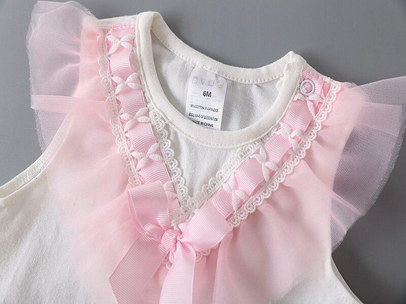 Zomer Kant Strik Pasgeboren Baby Meisjes Bodysuits Wit Mouwloos Katoen Jumpsuit Onesie Kleding