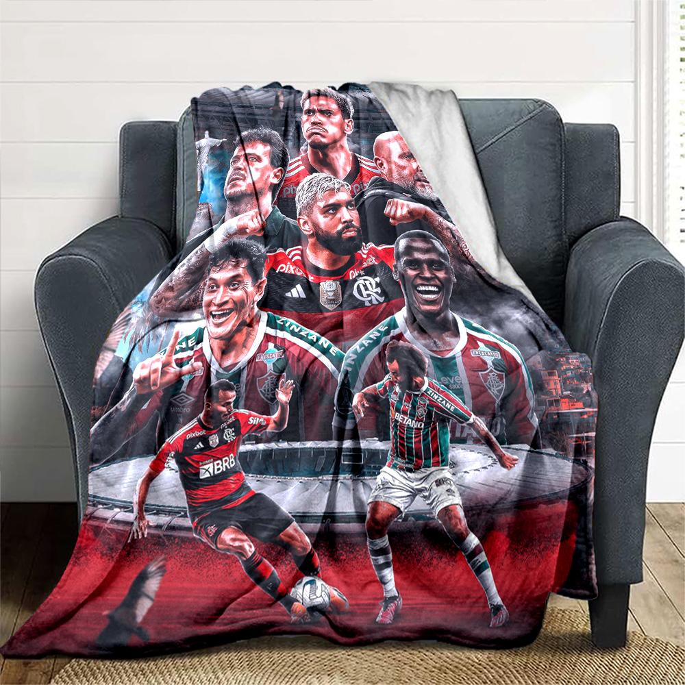 Flamengo Football Team Player Collage Print Flannel Blanket Soft Warm Throw Blanket Soccer Fan Sofa Bed Decor