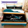 Naam Op Maat San Jose Sharks Patroon Beddengoed Set Dekbedovertrek Kussensloop Huisdecoratie Cadeau (1 dekbedovertrek + 2 kussenslopen, zonder binnenkussen)