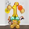 Cross-border Forest Animal Party Balloon Set: Aluminum Number Balloon Columns for Birthday Decor