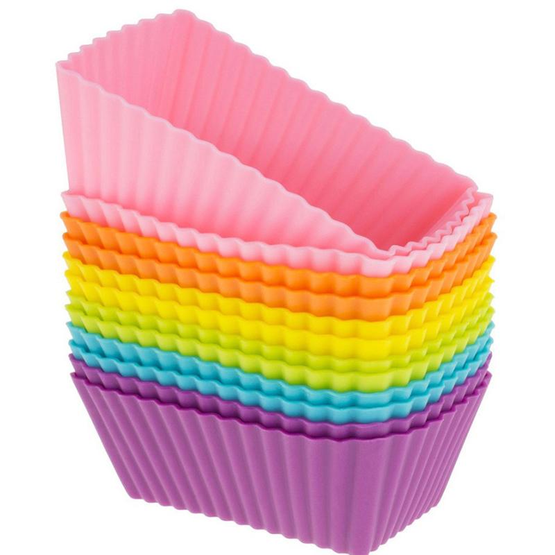 6Pcs Cake Mold Silicone Rectangle Cake Mould Soft Muffin Cupcake Liner Bake