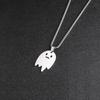 Sad Ghost Pendant Necklace for Women Men Stainless Steel Jewelry Halloween Child's Gift