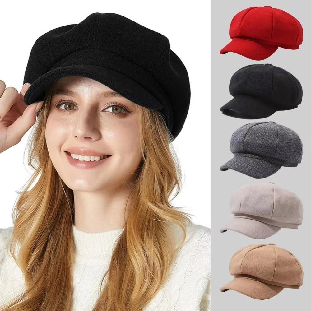 Enfärgad Newsboy-hatt Vindtät Målarkeps Mode Baskerhatt Höst Vinter