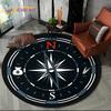 Tapis Rond Série Boussole Rétro 3D, Tapis Rond pour Salon Chambre Canapé Coussin de Pied Décor Tapis de Sol Antidérapant Cadeau