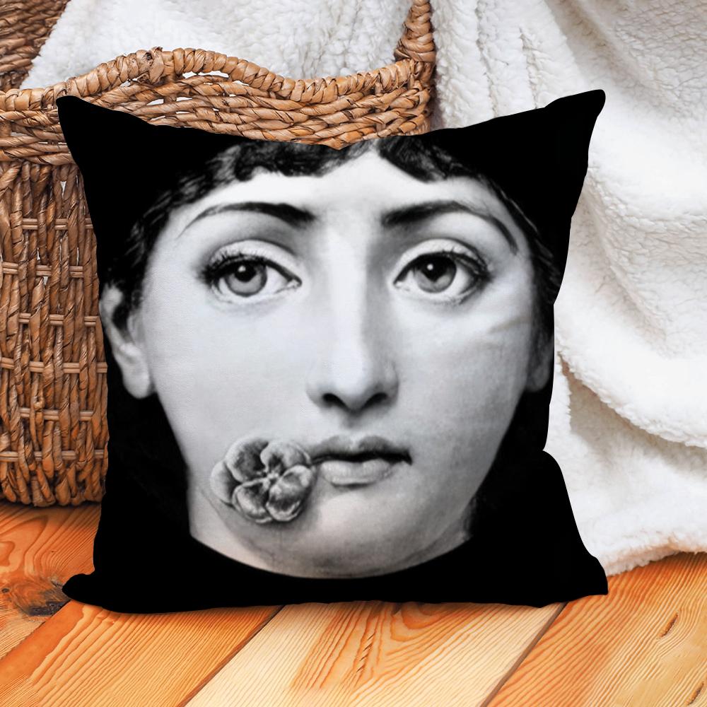 Polyester Girl Face Cushion Cover Beauty Pillow Case Home  Cushion Cover Suitable For Office Sofa Car Suitable For All Seasons