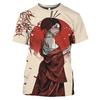 3D T Shirt dla mężczyzn styl japoński z krótkim rękawem topy gejsza drukuj O-Neck męskie koszulki obszerna koszulka męska odzież