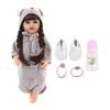 22 Inch Lifelike Newborn Baby Doll Full Body Silicone Handcrafted Newborn Baby Doll Set with Pacifier Milk Bottle Shoes
