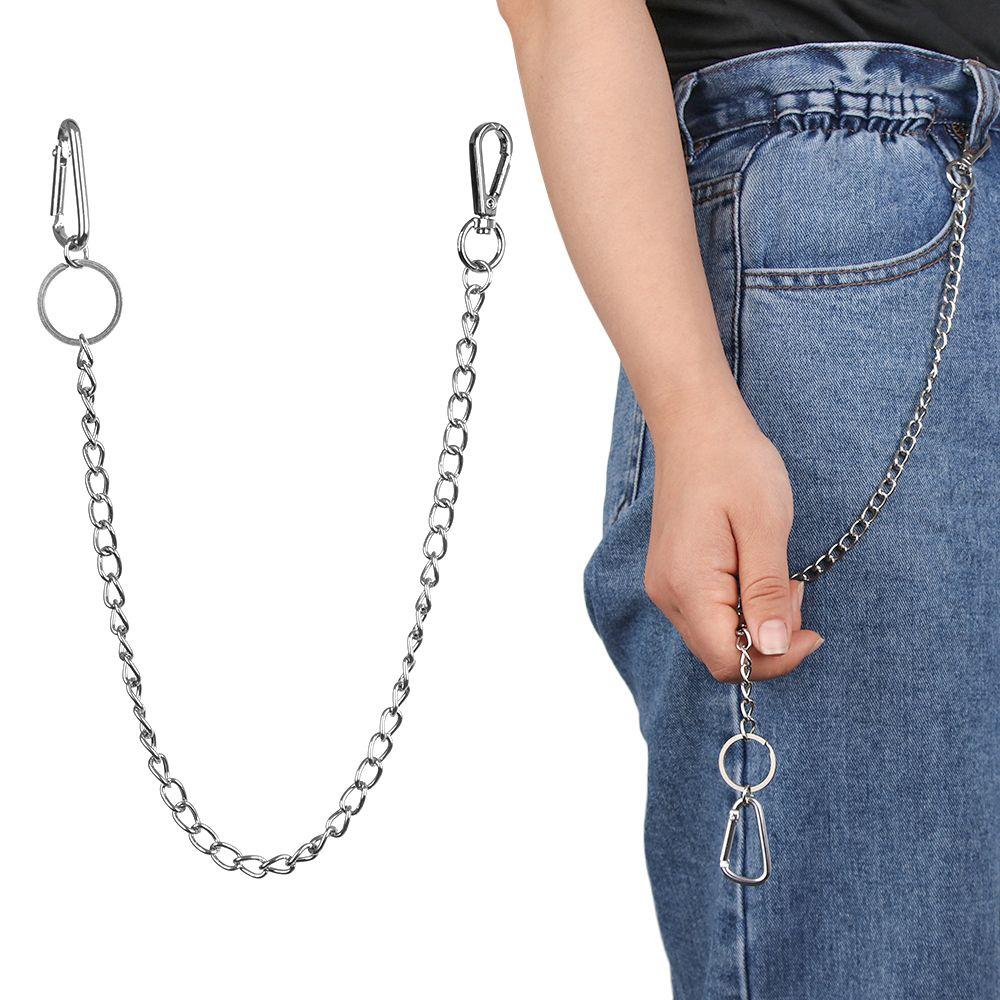Stainless Steel Rock Punk Hipster Pant HipHop Jewelry Wallet Belt Chain Keyring Jean Keychain Clip