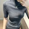 Women's Worsted Wool Half Turtle Collar Pullover Bottoming Shirt Slim Fit Thin Quarter Sleeves Trendy Knitted Inner Style