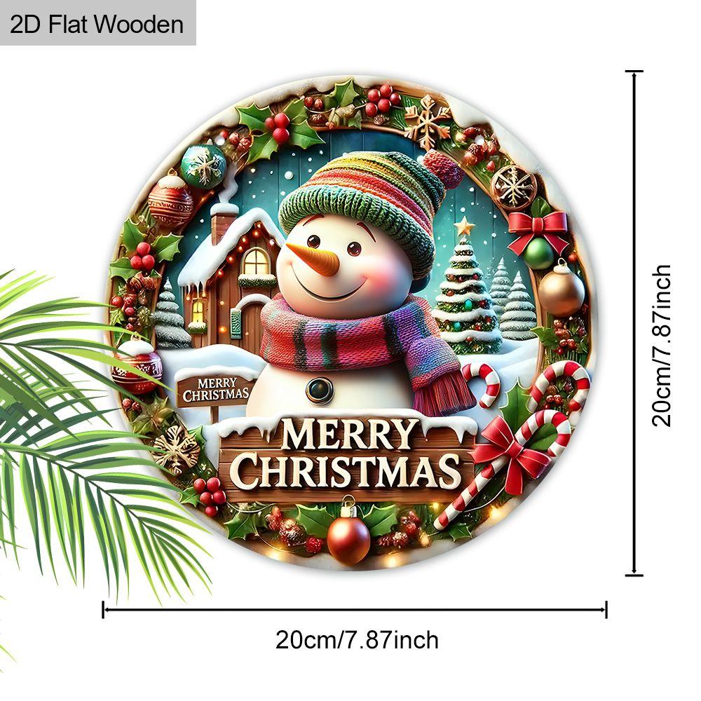 Christmas Decoration Sign,indoor Hanging decorations,2D Flat Wooden Products with Snowman pattern,Christmas Gifts for Friends and Family