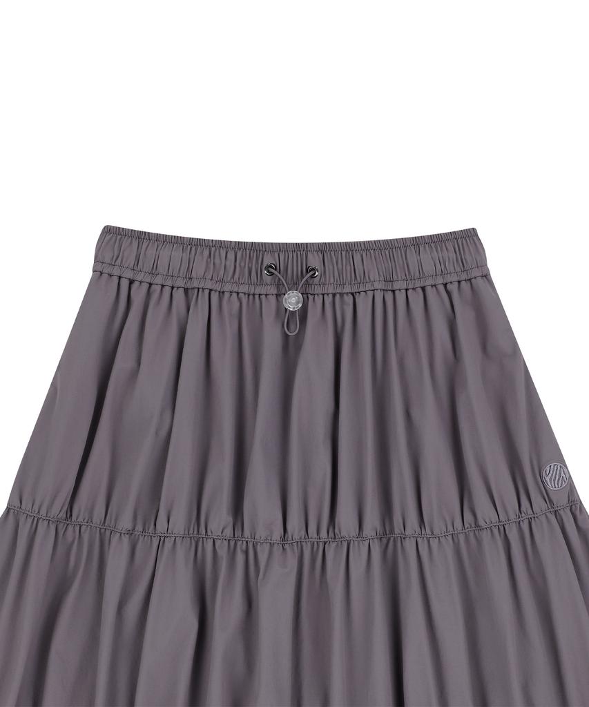 Off Grid Og Woven Stretch Shirred Long Skirt - Dark Grey