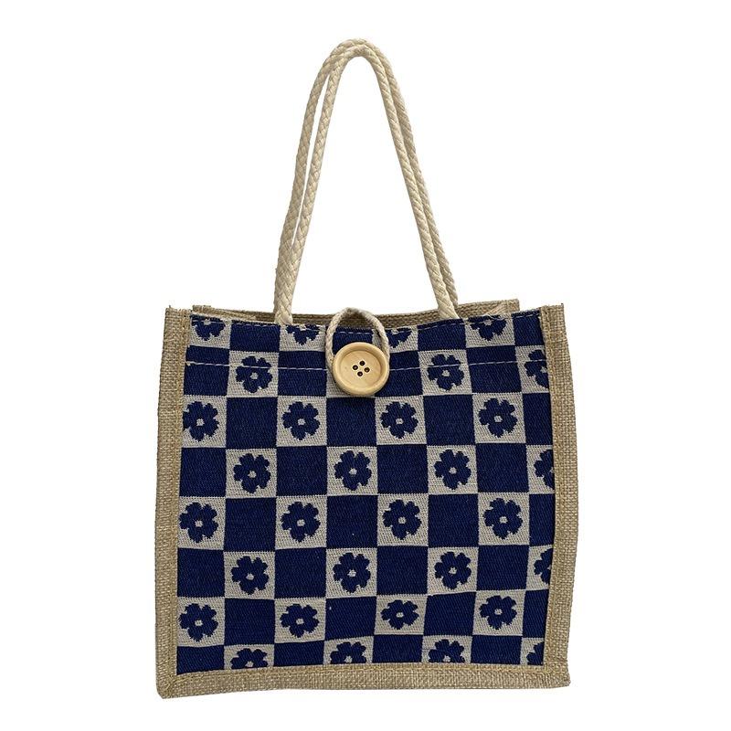 Damentasche Blume Tide Netz Rot Mode Knopf Tragbar Einfach Bento-Tasche Canvas Kleine Tasche Blumentasche