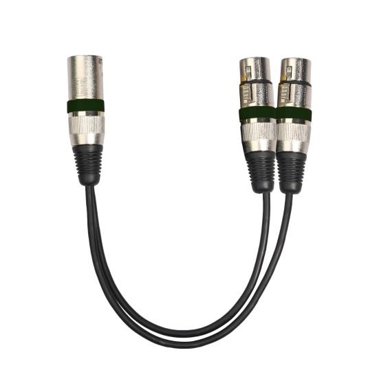 30 cm-es audiokábel feltekercselődésmentes, kiegyensúlyozott sebességváltó, cink ötvözet 2 az 1-ben XLR dugó-XLR aljzat audio hosszabbító kábel a hangkonzolhoz