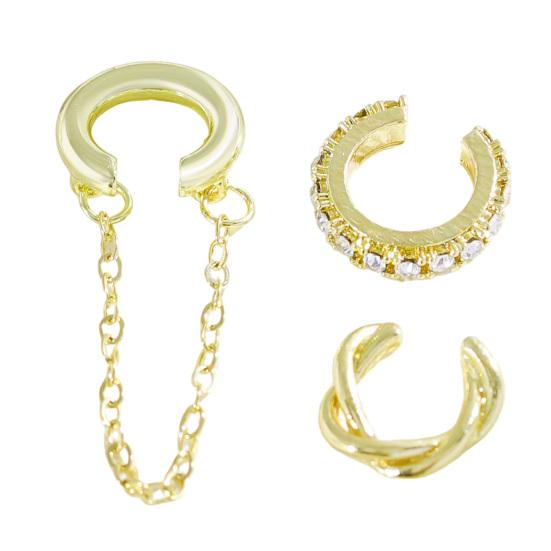 3Pcs/Set Ear Clips Sparkling Rhinestones Design Chain Decor Twist Ear Buckles Non-Pierced Ear Bone Clips Versatile Style Ear Jewelry