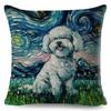 Beidseitiger Sternenhimmel Hunde Kissenbezug Dekor Ölgemälde Cartoon Haustier Tier Kissenbezug für Sofa Zuhause Leinen Kissenbezug,(8)