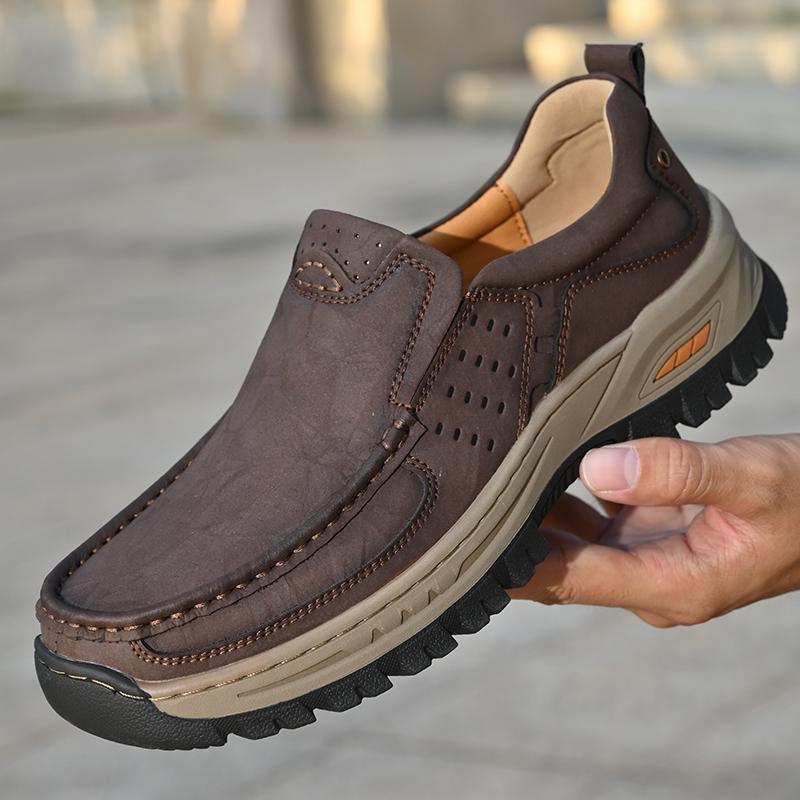 Fashion Brand New Versatile Cowhide Wear-resistant Casual Leather Shoes for Outdoor Men's Comfortable and Non Slip Hiking Casual Shoes