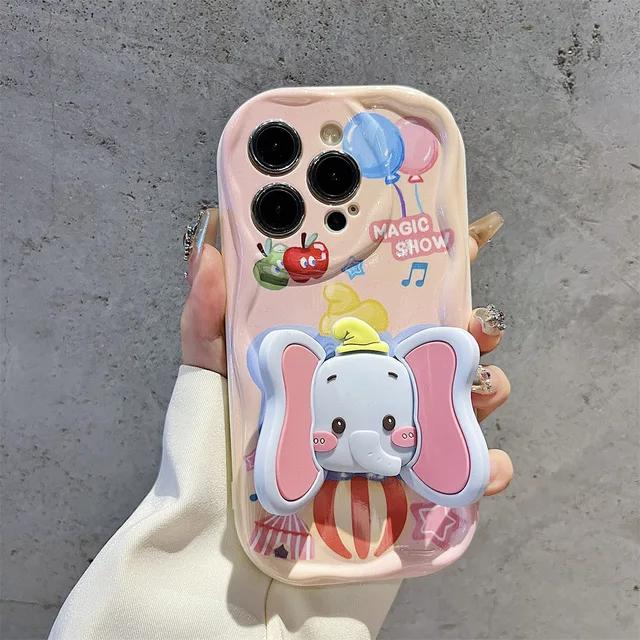 Magic Show Elephant Ear Holder Cartoon Phone Case for Samsung Galaxy S24 Ultra S23 S22 Plus S21 S20 FE A51 A30S Soft Wave TPU