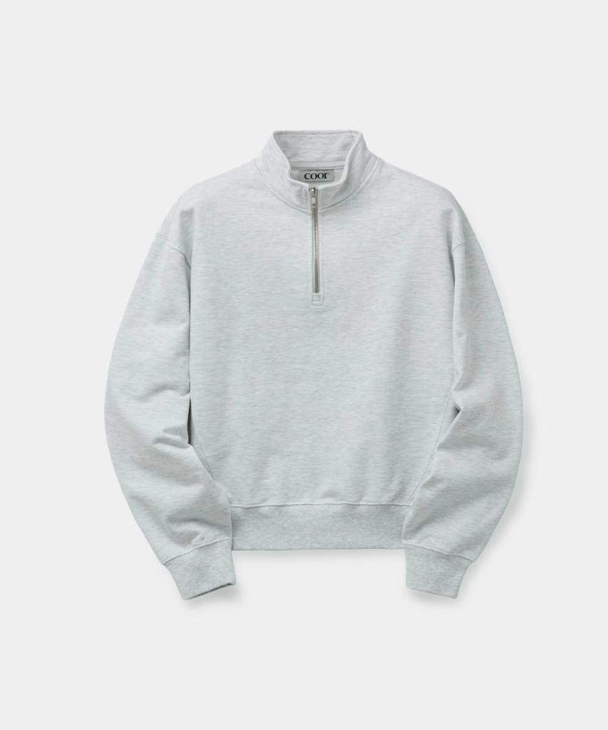 Kueo Semi-Overfit Half Zip-Up Sweatshirt (Melange Grey)