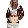 Women's Christmas Printed Sweatshirt  Winter Long Sleeve Cardigan Jacket With Pockets Zipper Hoodie Outerwear