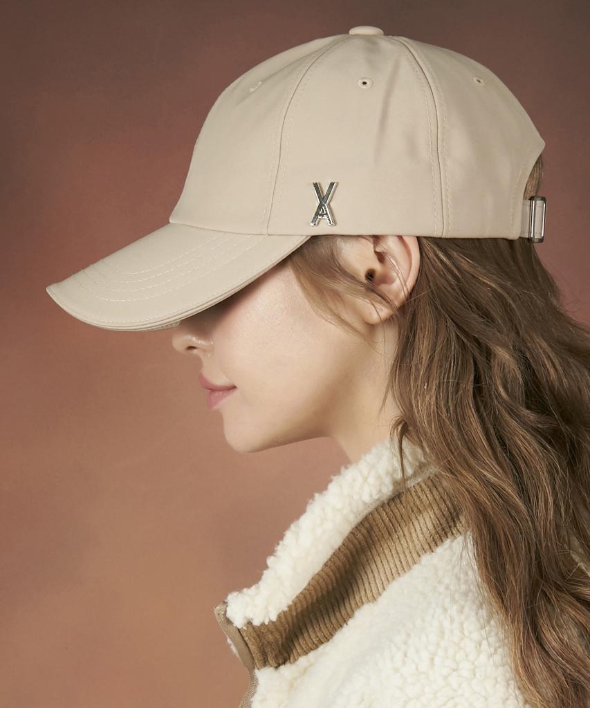 Bajal Silver Studded Oversized Ball Cap Beige