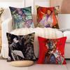 Japanese Style Anime Cartoon Art Pillow Case Anti-dustmite Pillow Invisible Zipper Silky Short Plush Sofa Cushion Cover
